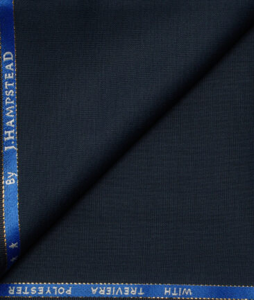 J.Hampstead Men's Wool Structured Super 100's1.30 Meter Unstitched Trouser Fabric (Dark Blue)