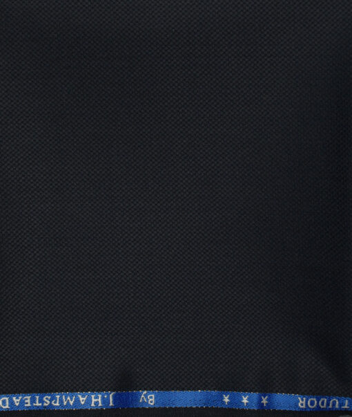 J.Hampstead Men's Wool Structured Super 100's1.30 Meter Unstitched Trouser Fabric (Dark Blue)
