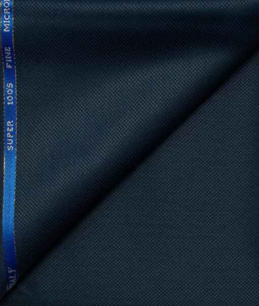 J.Hampstead Men's Wool Structured Super 100's1.30 Meter Unstitched Trouser Fabric (Royal Blue)