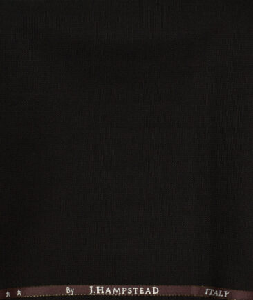 J.Hampstead Men's Wool Structured Super 120's1.30 Meter Unstitched Trouser Fabric (Black)