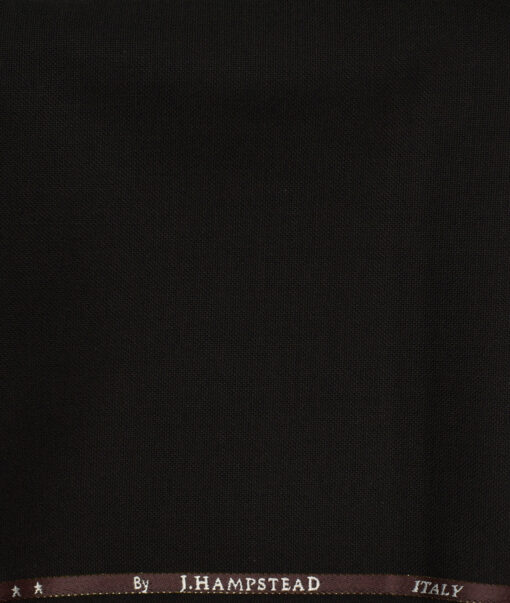 J.Hampstead Men's Wool Structured Super 120's1.30 Meter Unstitched Trouser Fabric (Black)