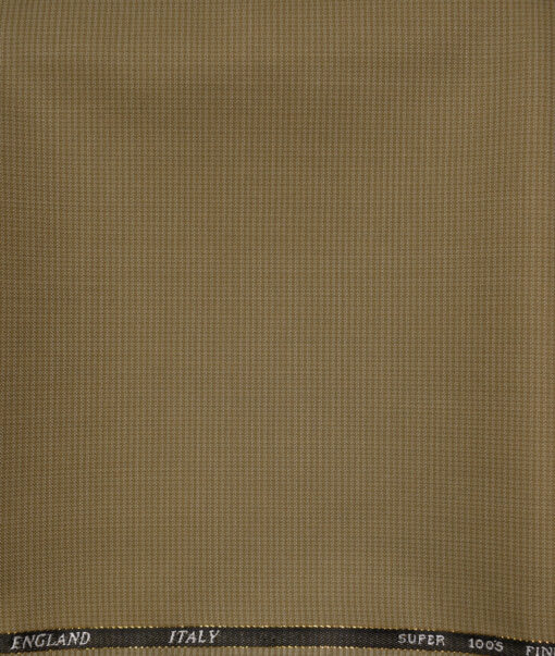 J.Hampstead Men's Wool Structured Super 100's1.30 Meter Unstitched Trouser Fabric (Khakhi)