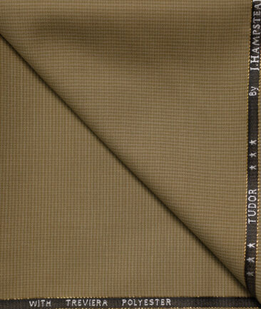 J.Hampstead Men's Wool Structured Super 100's1.30 Meter Unstitched Trouser Fabric (Khakhi)