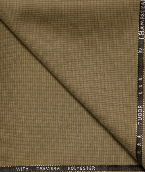 J.Hampstead Men's Wool Structured Super 100's1.30 Meter Unstitched Trouser Fabric (Khakhi)
