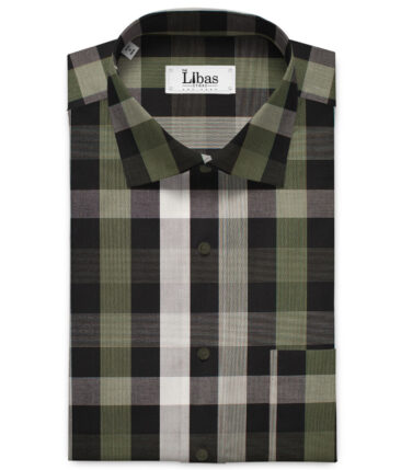 Raymond Men's Pure Cotton Checks Unstitched Shirting Fabric (Black & Green)