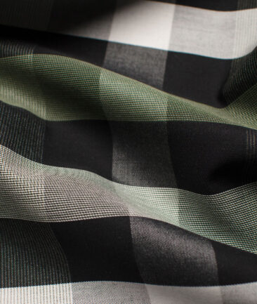 Raymond Men's Pure Cotton Checks Unstitched Shirting Fabric (Black & Green)