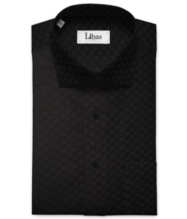 Raymond Men's Giza Cotton Self Design Unstitched Shirting Fabric (Black)