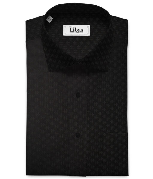 Raymond Men's Giza Cotton Self Design Unstitched Shirting Fabric (Black)