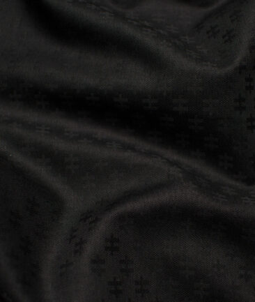 Raymond Men's Giza Cotton Self Design Unstitched Shirting Fabric (Black)