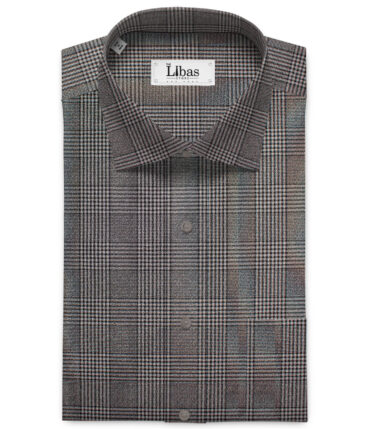 Raymond Men's Giza Cotton Checks Unstitched Shirting Fabric (Grey)
