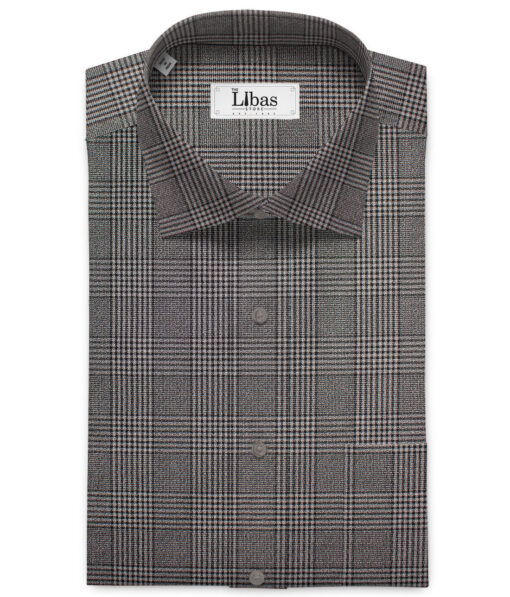 Raymond Men's Giza Cotton Checks Unstitched Shirting Fabric (Grey)