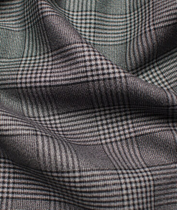 Raymond Men's Giza Cotton Checks Unstitched Shirting Fabric (Grey)