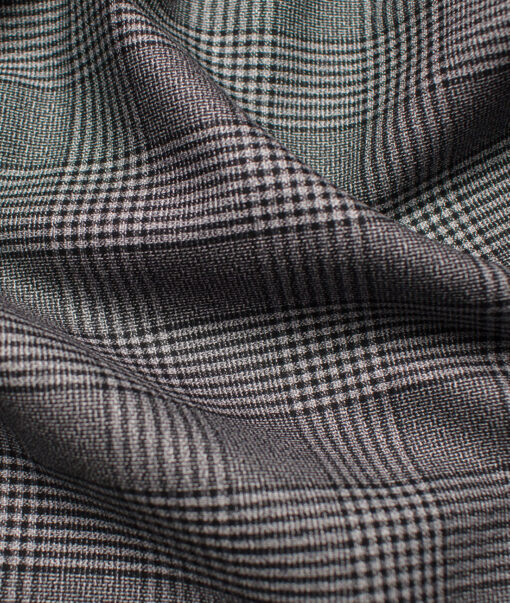 Raymond Men's Giza Cotton Checks Unstitched Shirting Fabric (Grey)