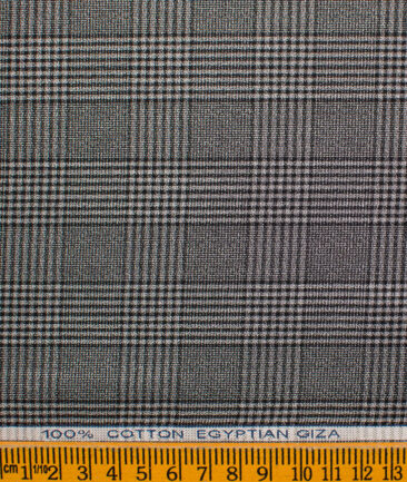 Raymond Men's Giza Cotton Checks Unstitched Shirting Fabric (Grey)