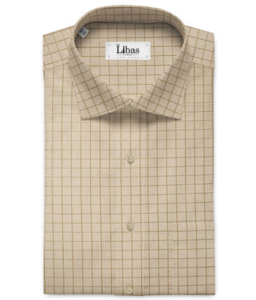 Raymond Men's Pure Cotton Checks Unstitched Shirting Fabric (Light Brown)