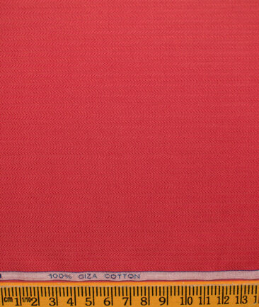 Raymond Men's Giza Cotton Striped Unstitched Shirting Fabric (Red)