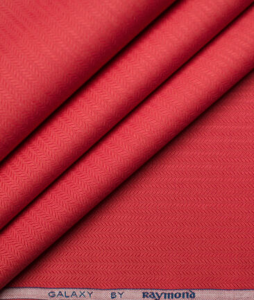 Raymond Men's Giza Cotton Striped Unstitched Shirting Fabric (Red)