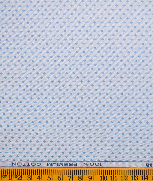 Raymond Men's Premium Cotton Self Design Unstitched Shirting Fabric (Sky Blue)
