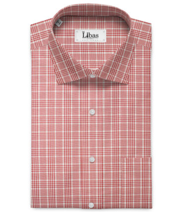 Raymond Men's Pure Cotton Checks Unstitched Shirting Fabric (White & Red)