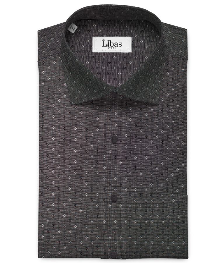 Raymond Men's Premium Cotton Self Design Unstitched Shirting Fabric (Dark Grey)