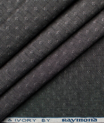 Raymond Men's Premium Cotton Self Design Unstitched Shirting Fabric (Dark Grey)