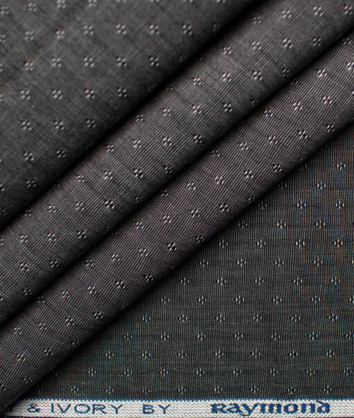 Raymond Men's Premium Cotton Self Design Unstitched Shirting Fabric (Dark Grey)