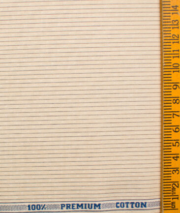 Raymond Men's Premium Cotton Striped Unstitched Shirting Fabric (Beige)