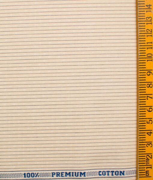 Raymond Men's Premium Cotton Striped Unstitched Shirting Fabric (Beige)