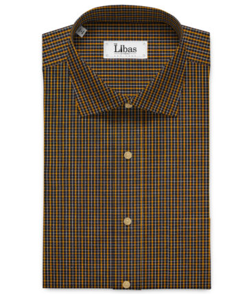 Raymond Men's Premium Cotton Checks Unstitched Shirting Fabric (Black & Yellow)
