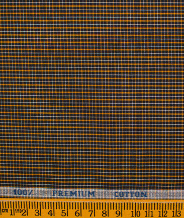 Raymond Men's Premium Cotton Checks Unstitched Shirting Fabric (Black & Yellow)