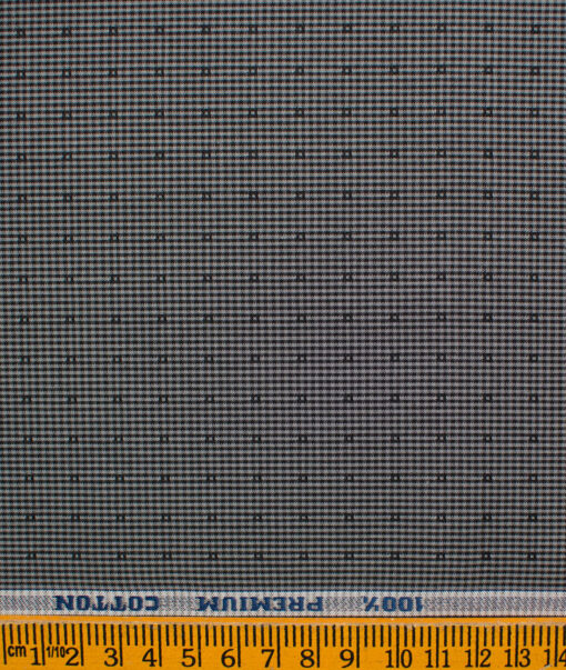 Raymond Men's Premium Cotton Checks Unstitched Shirting Fabric (Grey)