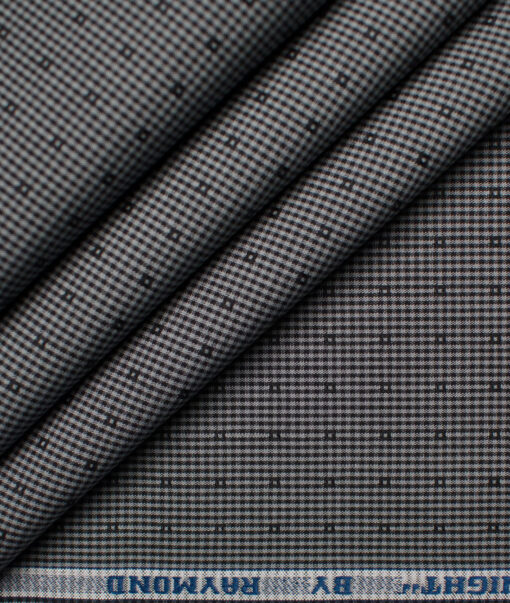 Raymond Men's Premium Cotton Checks Unstitched Shirting Fabric (Grey)