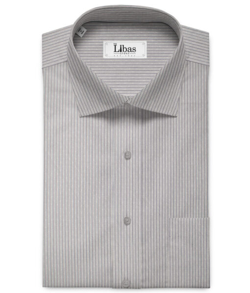 Raymond Men's Premium Cotton Striped Unstitched Shirting Fabric (Light Grey)
