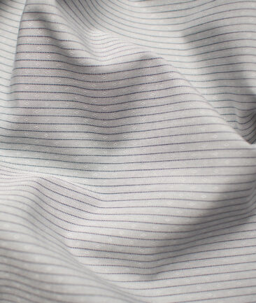 Raymond Men's Premium Cotton Striped Unstitched Shirting Fabric (Light Grey)