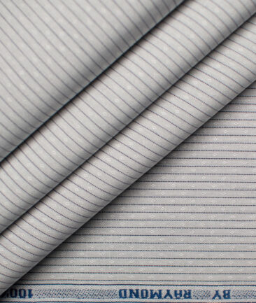 Raymond Men's Premium Cotton Striped Unstitched Shirting Fabric (Light Grey)