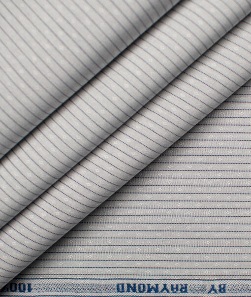 Raymond Men's Premium Cotton Striped Unstitched Shirting Fabric (Light Grey)