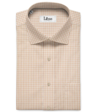 Raymond Men's Giza Cotton Checks Unstitched Shirting Fabric (White & Beige)