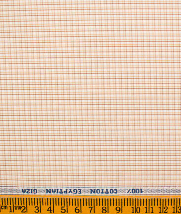 Raymond Men's Giza Cotton Checks Unstitched Shirting Fabric (White & Beige)