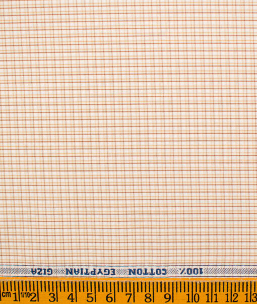 Raymond Men's Giza Cotton Checks Unstitched Shirting Fabric (White & Beige)