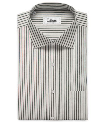 Raymond Men's Premium Cotton Striped Unstitched Shirting Fabric (White & Black)