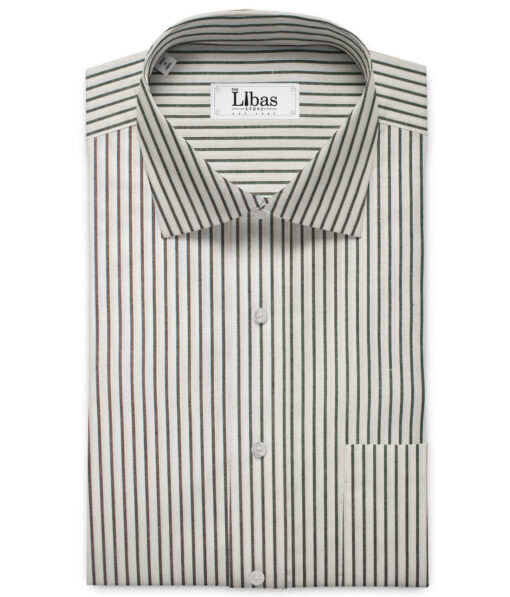 Raymond Men's Premium Cotton Striped Unstitched Shirting Fabric (White & Black)