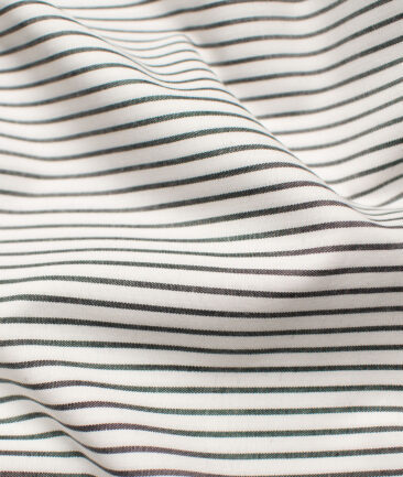Raymond Men's Premium Cotton Striped Unstitched Shirting Fabric (White & Black)