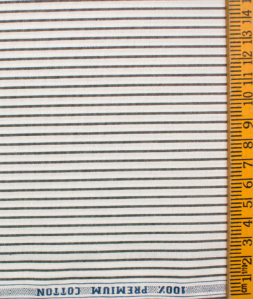 Raymond Men's Premium Cotton Striped Unstitched Shirting Fabric (White & Black)