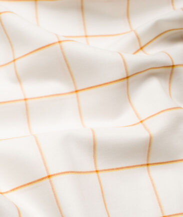 Raymond Men's Premium Cotton Checks Unstitched Shirting Fabric (White & Yellow)