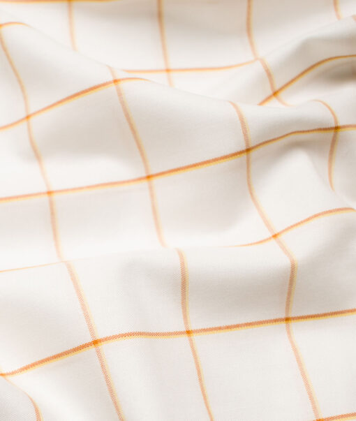 Raymond Men's Premium Cotton Checks Unstitched Shirting Fabric (White & Yellow)