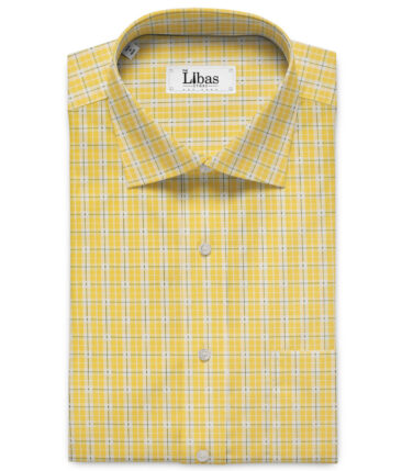 Raymond Men's Premium Cotton Checks Unstitched Shirting Fabric (Yellow)