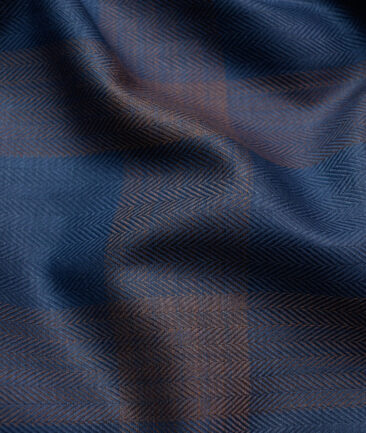 Soktas Men's Egyptian Cotton Checks Unstitched Shirting Fabric (Dark Royal Blue)