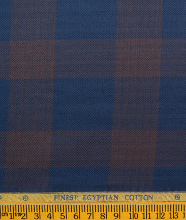 Soktas Men's Egyptian Cotton Checks Unstitched Shirting Fabric (Dark Royal Blue)