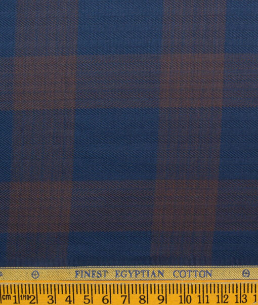 Soktas Men's Egyptian Cotton Checks Unstitched Shirting Fabric (Dark Royal Blue)