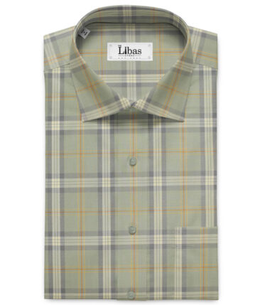 Soktas Men's Egyptian Cotton Checks Unstitched Shirting Fabric (Sage Green)